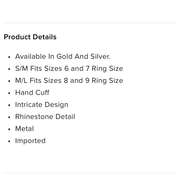 Fashion Nova “Hand Me All The Glam” Hand Cuff/Ring in Silver Rhinestone - Picture 6 of 6